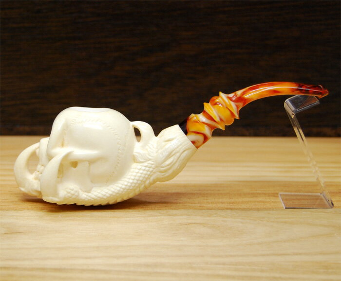 SMS メシャム ドラゴンクロウ＆スカル ◆喫煙具 パイプ マドロスパイプ 白 彫刻