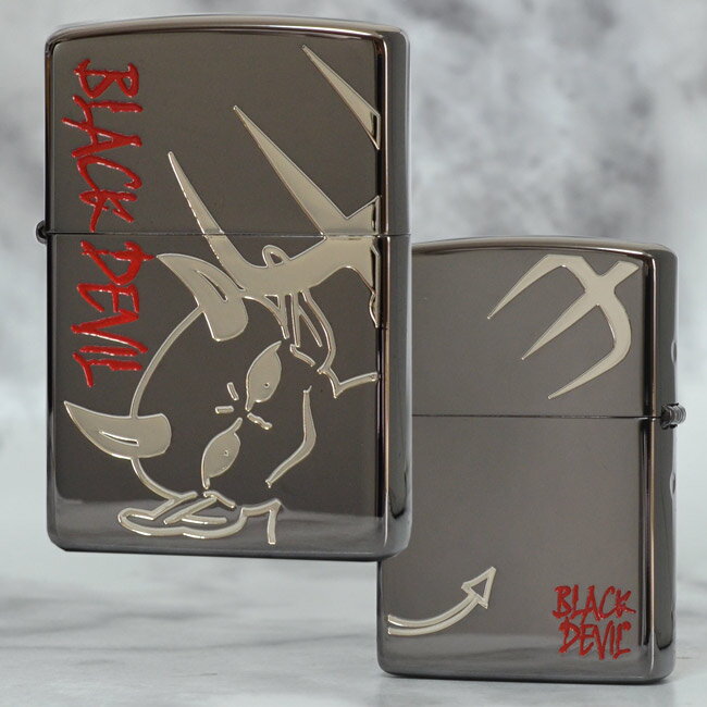 ブラックデビル BLACK DEVIL 両面加工 ◆ 喫煙具 ZIPPO ジッポー オイルライター 黒 ブラックニッケル タバコ柄