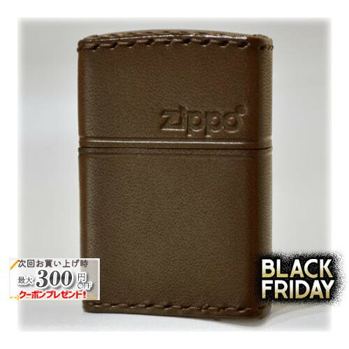 本牛革巻手縫 リアルレザー ロゴ・ヨコ DB-5 ダークブラウン ◆ZIPPO ジッポー オイルライター RealLeather 革巻き 茶