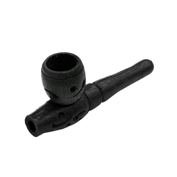 【メール便対応】 3インチ カービングウッドパイプ ブラック