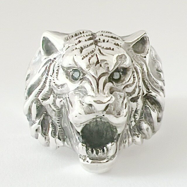 虎 トラ リング 指輪 シルバー silver 925 ブルーダイヤ tiger ring zivago ジヴァゴ zw-029-buleD