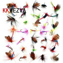 KKWEZVA 36 個バターフライ 昆虫 別のスタイル ハエ トラウト シングル ドライフ ライフィッシング ルアー 釣具送料無料