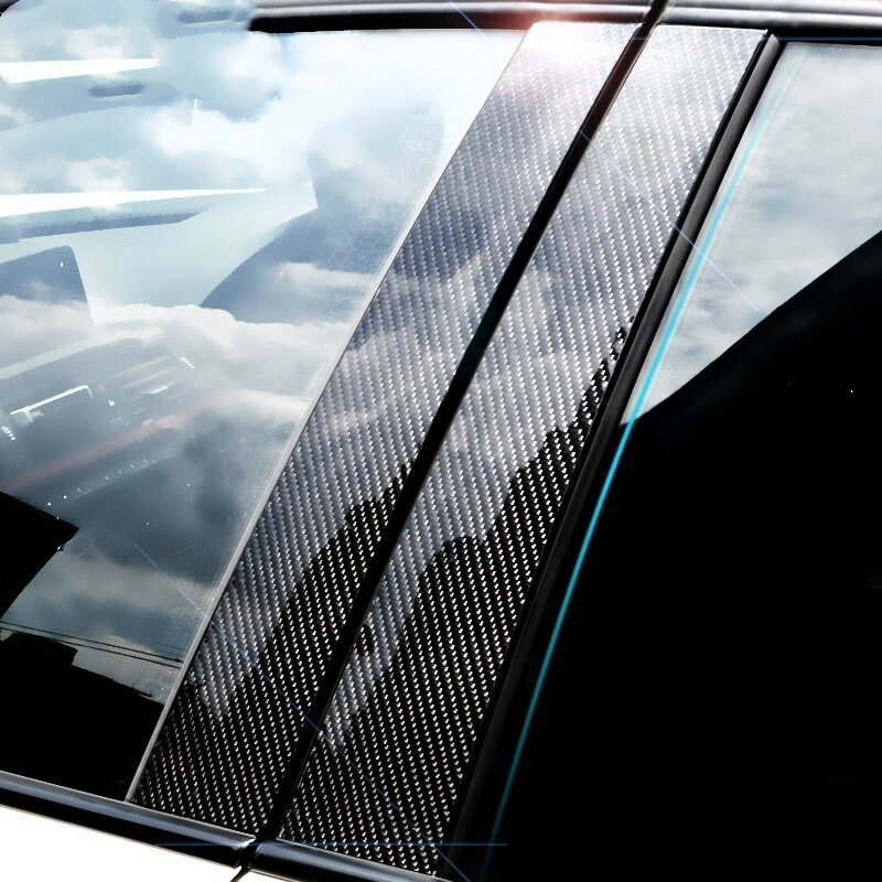 BMW サイド ピラー カバー ドア ウィンドウ 枠 6枚 セット 黒 カーボン柄 E60 E90 F30 F10 F20 F07 E70 E84 E46