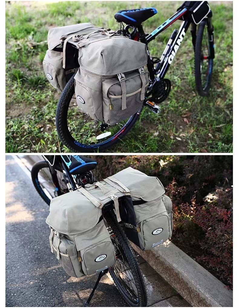 自転車 リアバッグ 2 in 1 自転車 バッグ 防水 50L 自転車用 サイドバッグ 大型 レ...
