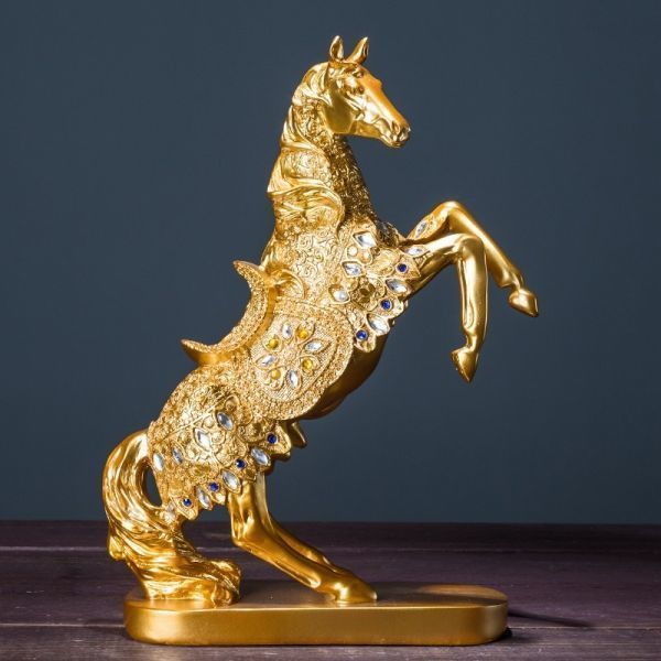 China Ornaments - 馬の置物 インテリア 豪華 工芸品 ヨーロッパ 雑貨 グッズ 飾り リアル 高級 コレクション 跳ね馬 ゴールド bbq013