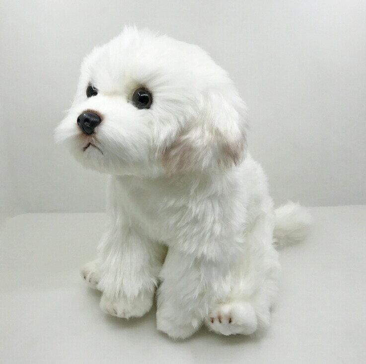 Dog - 犬 ぬいぐるみ 白い犬 24cm リアル 子犬 かわいい ふわふわ 抱き枕 癒しグッズ インテリア おもちゃ プレゼント 誕生日 ギフト 添い寝 マスコット 人形 動物ぬいぐるみ 柔らかい PP綿 おしゃれ 置物