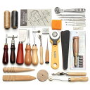 【レザークラフトツールセット 37点】革細工 工具セット DIY 手縫いキット 菱目打ち 刻印セット 革包丁 ルレット 溝切り 糸 針 エッジ処理 ハトメ抜き ...