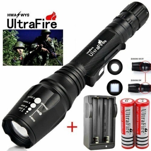 【強力8000ルーメンLED懐中電灯】CREE XM-L T6 ズーム機能付き ハンディライト 充電式 防水 軍用 フラッシュライト 登山 防災 夜釣り SOS対応