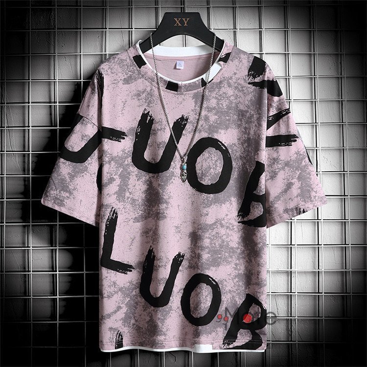 Rakuten - プリントTシャツ メンズ 半袖Tシャツ トップス 丸首Tシャツ 英字 カジュアル ティーシャツ おしゃれ/ピンク;XL