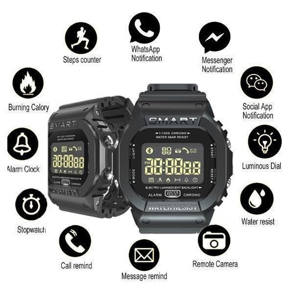 スマートウォッチ アウトドア 腕時計 bluetooth型 ブラック 防水 通知 日本語対応 運動計測 iphone/android YYRA709