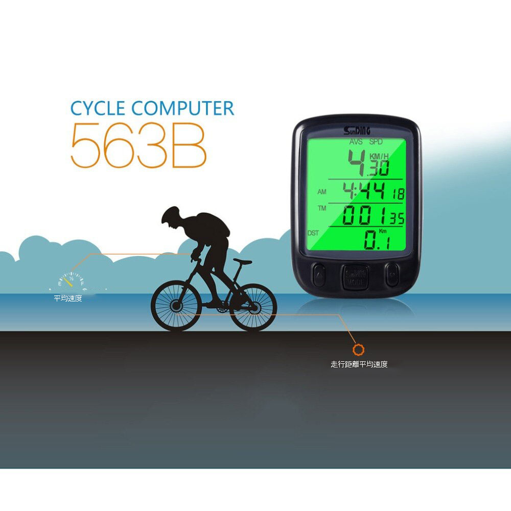 多機能サイクル バイク コンピューター 自転車 速度 距離 温度 時計 オートバックライト タイマー スイッチ 防水 LCD ディスプレイ サイクリング バイク 走行距離計 緑色 速度計