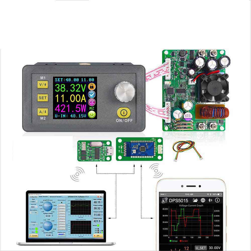樂天商城 - 定電圧 定電流 プログラマブル 制御電源 モジュール 50V15A DPS5015 通信 DC 降圧 電源 調整可能 バック コンバータ LCD 電圧計