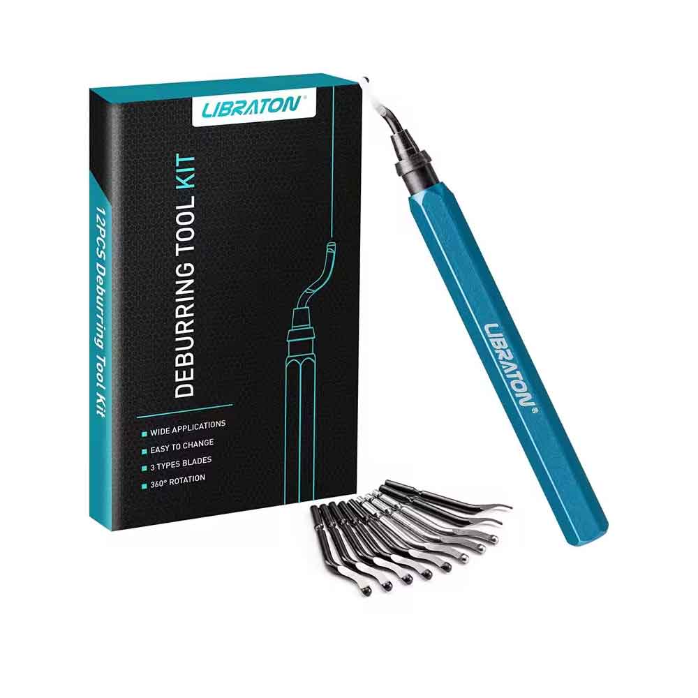 zmart バリ取りツール 11枚のHSS鋼ブレード付き 360度回転ヘッド バリ取りツール 金属樹脂プラスチック..