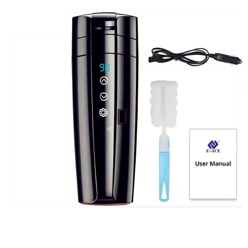 zmart 12V ポータブル車載保温カップ 400ml ステンレススチール タッチスクリーン デジタルディスプレ..