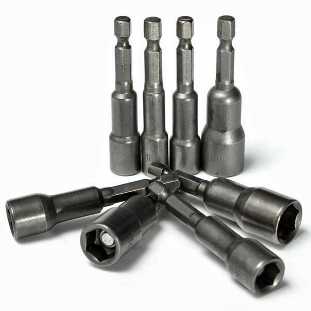 Rakuten - 6mm-14mm 六角ソケット 9個 磁気 スリーブ ナット インパクトドライバ ビット アダプタ HEX