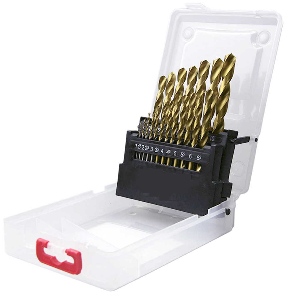 HSS ドリル 1〜10mmミリメートル 19本セット ビット 金属 チタンコート 丸シャンク チタンコーティング M35 金属製 ステンレス鋼 ウッド ツール...
