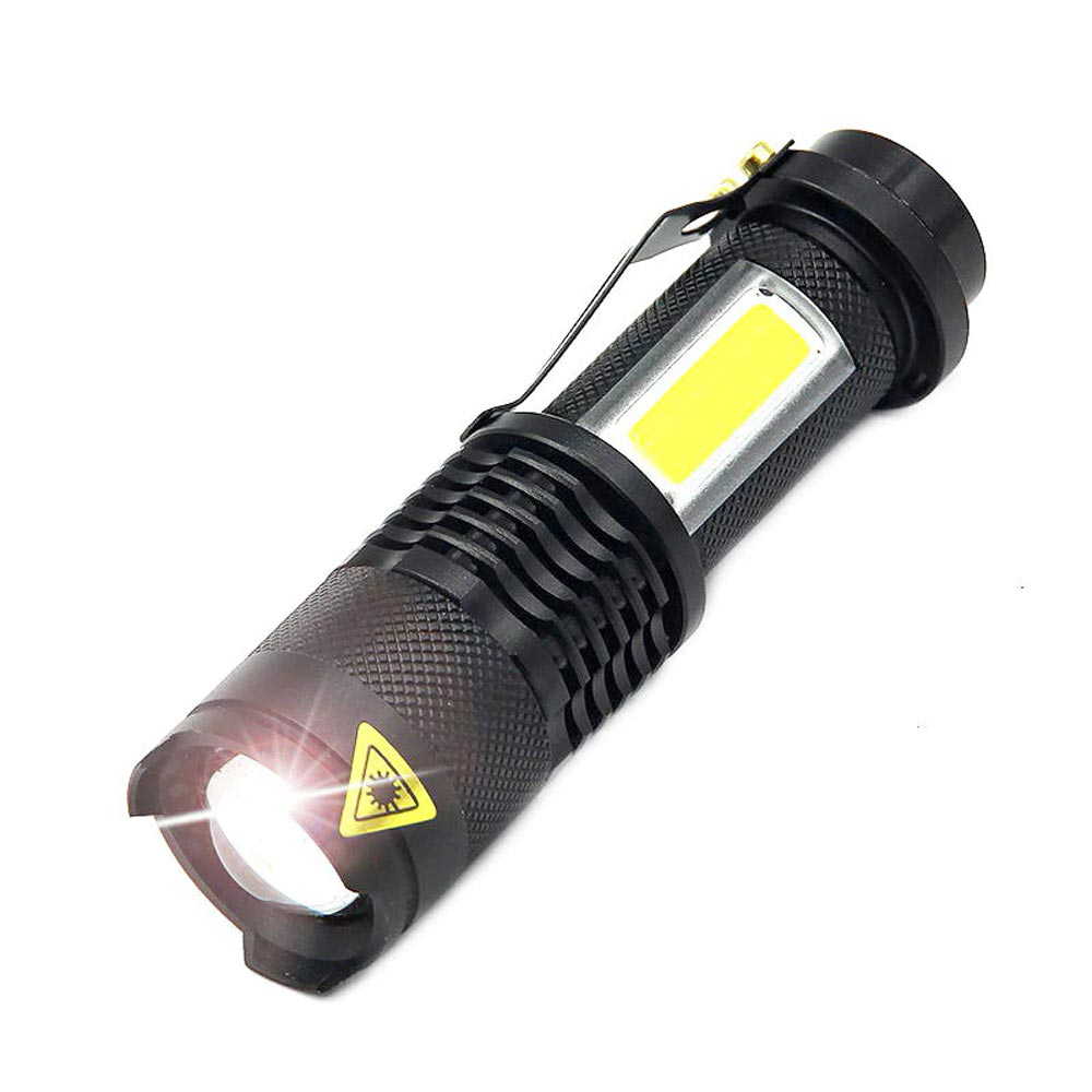 Q5 + COB LED 懐中電灯 ポータブル ミニ ZOOM トーチ フラッシュライト 14500 バッテリー USB 充電式 自転車 ライト ズーム 可能 キャンプ ランプ バッテリー内蔵