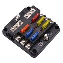 6ウェイ ヒューズ ボックス ホルダー 12から32ボルト プラスチックカバー M5スタッド付き led インジケータ ライト ブレード用 自動車 RVS バス...