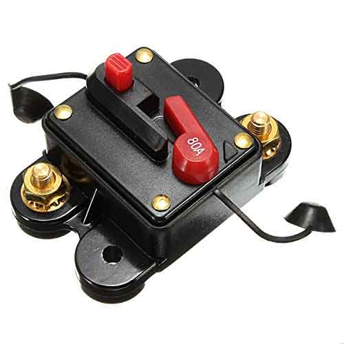 Rakuten - DC12-24V 80A サーキットブレーカー アンプ ウーファー 保護回路 ブレーカー ヒューズ リセット 太陽光発電 システム 過負荷保護
