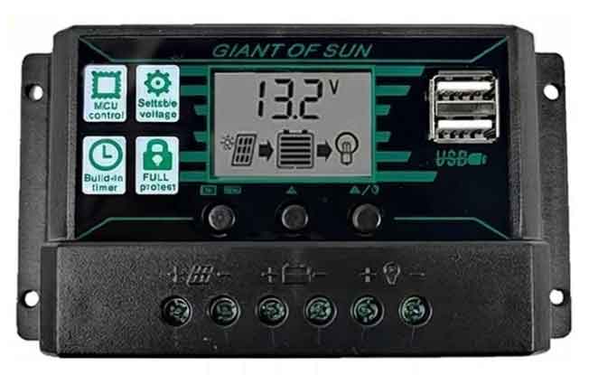 10A 12V 24V 自動 ソーラー 充電 コントローラー 太陽光発電 PWM LCD デュアルUSB 5V 出力 ソーラーパネル PV レギュレーター