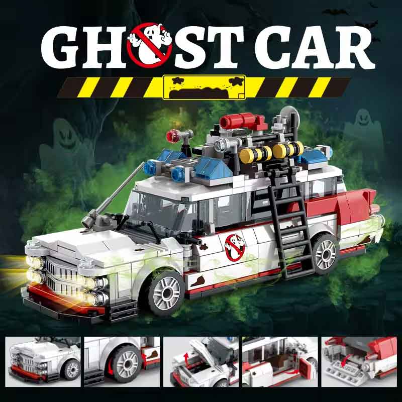 Rakuten - zmart クリエイティブ ゴーストバスターズ ECTO-1 車両テクニカルビルディングブロック レーシングカー モデルカー 組み立てブロック テクニックカー模型 レーシングカーブロック 車両モデルブロック クラシックカーモデル スーパーカーモデル 組み立てカーセット