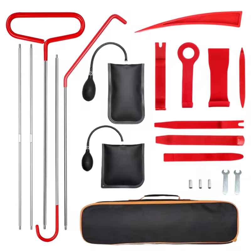 乐天商城 - zmart 緊急 21PCS 車 ドア ツール キット インフレータブル エアポンプ 自動 窓 ドア オープン 固定 グリッパー ツール ロングリーチ キット キャリーバッグ付き 日本語説明書付き