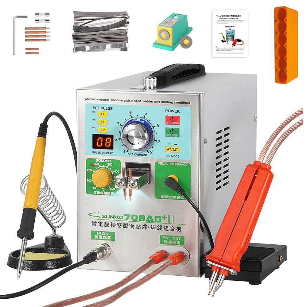 SUNKKO 709AD+ バッテリー スポット 溶接機 3.2KW 自動 パルス 高出力 スポット 溶接ペン 付き 18650 ハイパワー