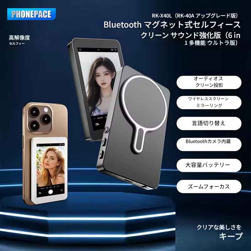 Rakuten - zmart 携帯電話 磁気投影装置 リアハイビジョン セルフ撮影 投影 セルフィースクリーン 自撮りモニター マグネット式 セルフィー補助スクリーン スマホ 自撮り 背面スクリーン