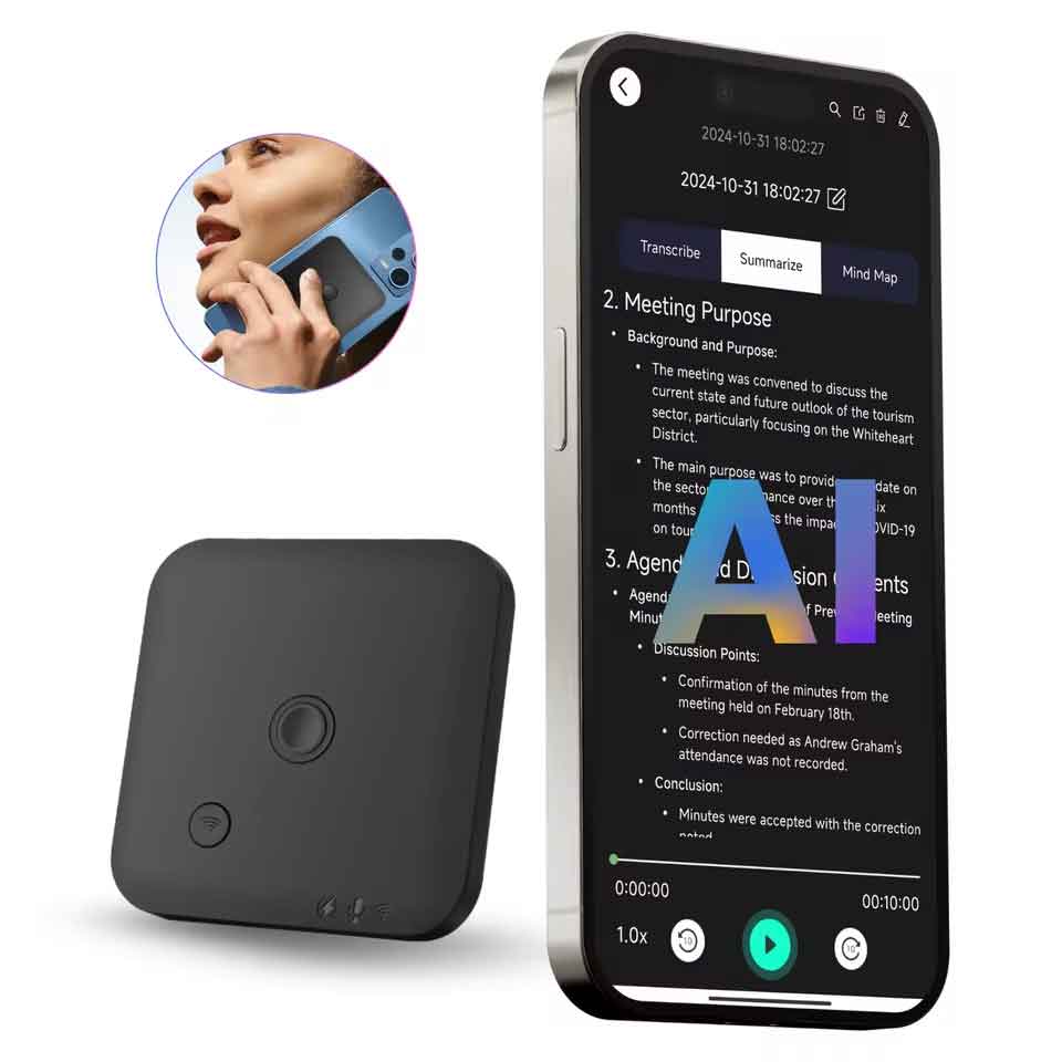 Rakuten - zmart AI 搭載 ボイスレコーダー 通話レコーダー 音声テキスト化 要約 翻訳機能付き 100言語対応 64GB AIボイスレコーダー スマート録音機 会議録音デバイス 文字起こしレコーダー 自動文字起こし AI文字起こし 音声認識レコーダー 議事録作成 技適有り