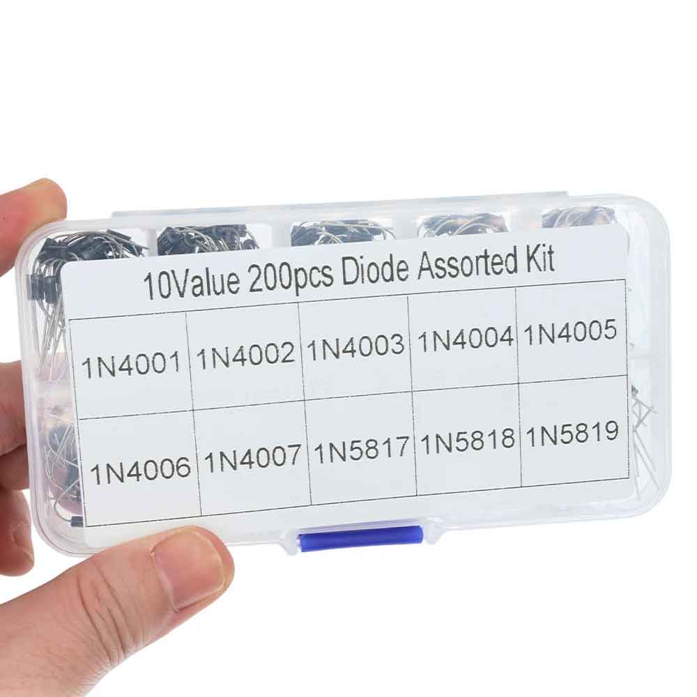 Rakuten - zmart 200個 10値 整流 ダイオード アソートキット 1N4001 1N4002 1N4003 1N4004 1N4005 1N4006 1N4007 1N5817 1N5818 1N5819 ボックス付き ダイオードセット 整流ダイオード 詰め合わせキット ダイオードアソート 電子部品セット ショットキーダイオード