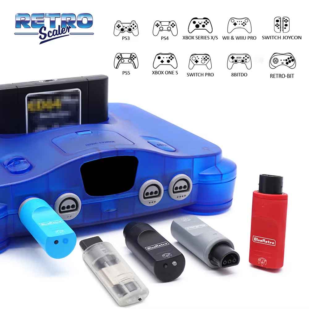 乐天商城 - RetroScaler Blue レトロ ゲームコントローラーアダプター Nintendo 64コンソール用 PS3 PS4 PS5 8bitdo Ultimate ゲームコントローラー対応 コントローラー接続 N64 変換アダプター 日本語説明書付き