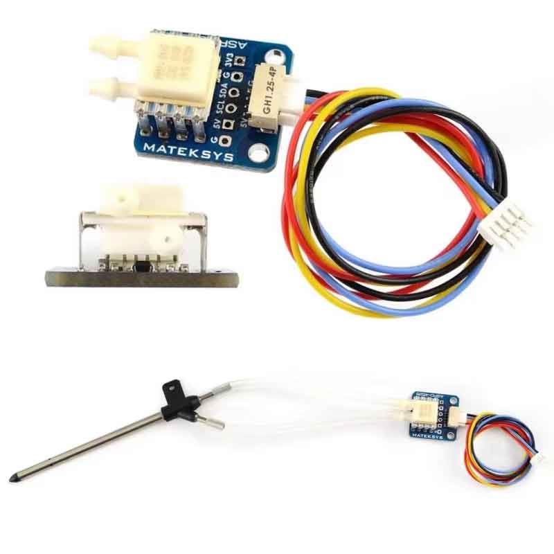 仕様 ボード供給電圧：4～5.5V DC センサー：TE4525D0-DS5A1001DP 動作電流：5mA 出力：I2C（SCL および SDA） 圧力範囲：1 PSl（6.89 kPa） 最大圧力：20 PSl（137.9 kPa） 動作温度：-40°C～125°C 精度：±0.25%SPAN 赤色LED：電源インジケーター JST-GH配列：5V、SCL、SDA、GND 重量：3.5g（センサーボード） 同梱物 ASPD-4525 センサーボード 1個。 JST-GH-4P から JST-GH-4P への 20cm シリコンワイヤー 1 本 ピトー管。 透明シリコンチューブ 40cm 配線 5V を FC 4～5.5V に接続 SCL を FC I2C SCL に接続 SDA を FC I2C SDA に接続 G を FC GND に接続 検索キーワード MATEK対気速度センサー ASPD-4525 デジタル対気速度計 ピトー管センサー フライトコントローラー用 INAV対応 F4対応 F722対応 F765対応 WING対応 固定翼ドローン用 RC飛行機センサー 飛行速度センサー エアスピードセンサー 差圧センサー UAV用センサー FPV飛行機パーツ オートパイロット用センサー ドローン速度計 航空模型パーツ ピトー管キット MATEKSYSセンサー 飛行制御アクセサリー デジタル差圧計 固定翼機パーツ 自作ドローン部品