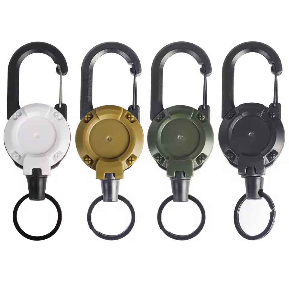 Rakuten - zmart アウトドア ストレッチ キーチェーン スチール ワイヤー ロープ 盗難防止 引っ張りやすい バックル ロープ 伸縮性 キーチェーン 動きやすい 伸縮式 紛失防止