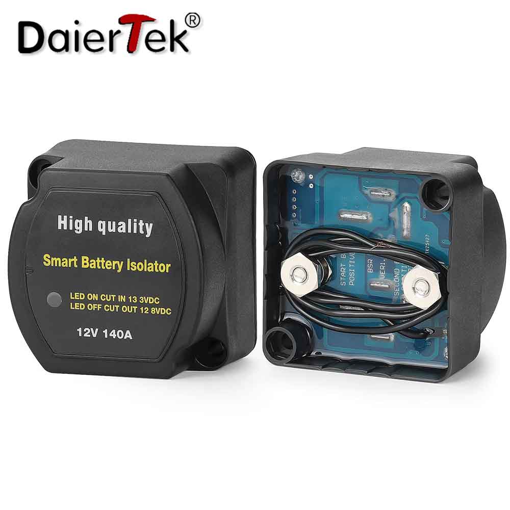 DaierTek デュアル バッテリー スマート アイソレーター 12V 140A 電圧感知型 分割 充電リレー VSR キャンピングカー バッテリーアイソレーター スマートアイソレーター 12Vアイソレーター 車用アイソレーター サブバッテリー分離器