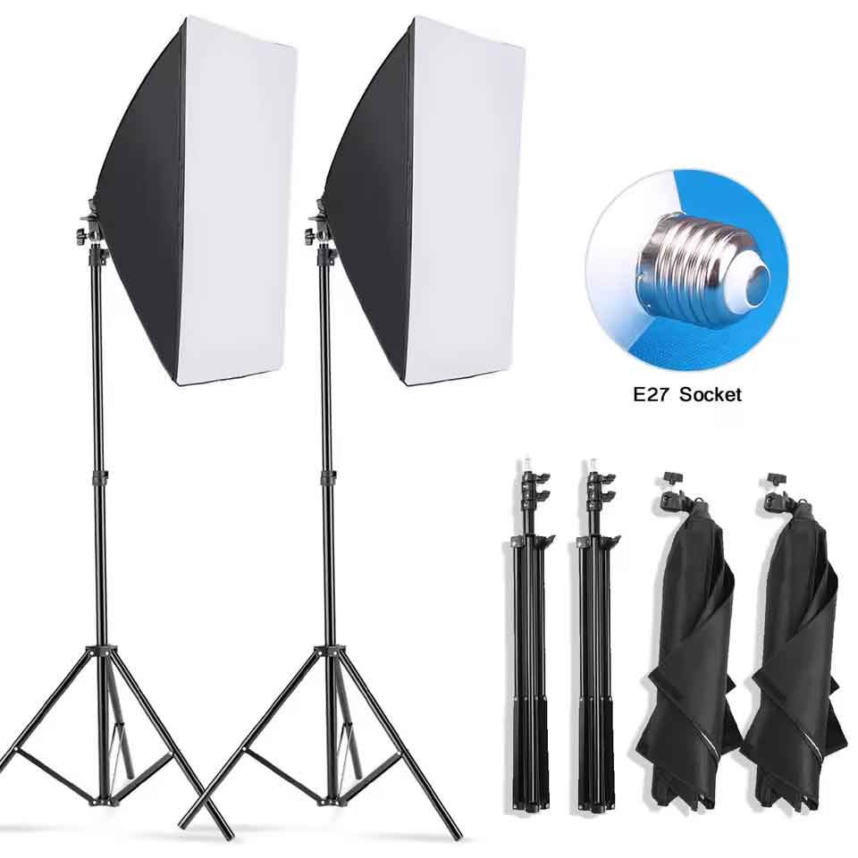 zmart 200cm 写真撮影用 ソフトボックス 照明用 三脚付き E27 写真用電球 連続照明...