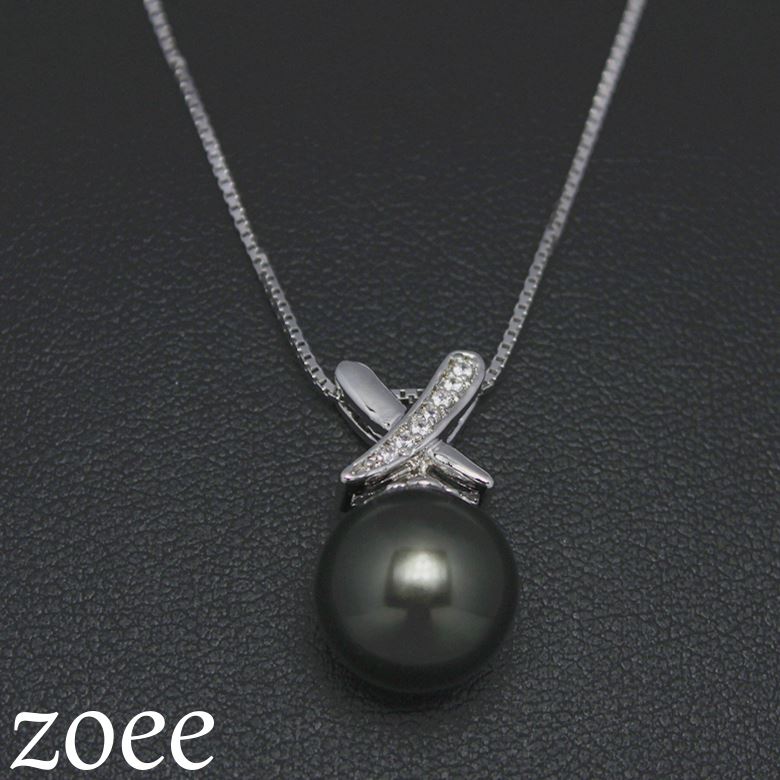 パールネックレス 貝パール 11mm ブラック ブラックパール 真珠 黒真珠 ネックレス ペンダント レディース アクセサリー 【メ】 c904