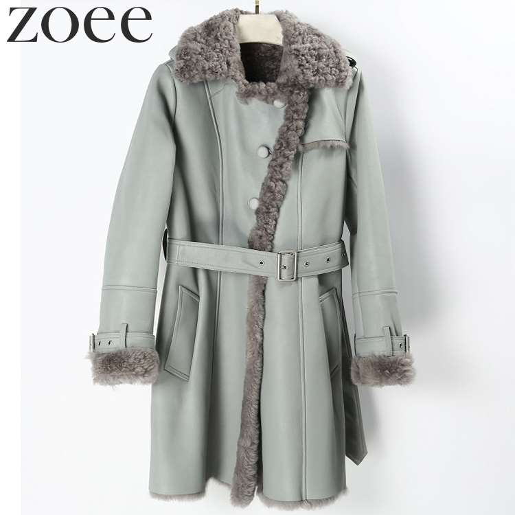 【最終セール】【69800円→49999円】【在庫僅か】Wフェイスラムムートンコート モンゴル産使用 レディース 秋冬 アウター トレンチコート グレー M/L/2L/3L/4L i1a10