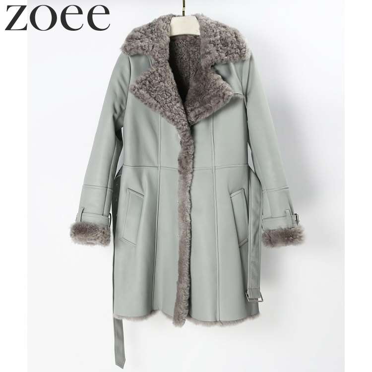 【最終セール】【69800円→49999円】【在庫僅か】Wフェイスラムムートンコート モンゴル産使用 レディース 秋冬 アウター トレンチコート グレー M/L/2L/3L/4L i1a10