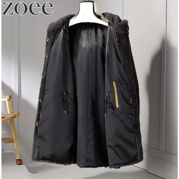 ミンクファーコート フード付き レディース 秋冬 毛皮 ブラック M/L/2L/3L/4L i1e22