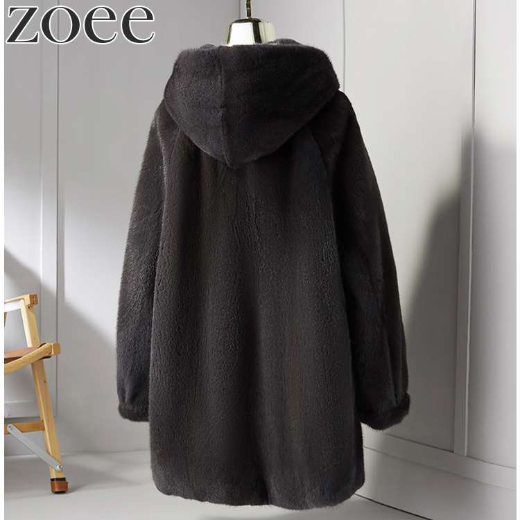 ミンクファーコート フード付き レディース 秋冬 毛皮 ブラック M/L/2L/3L/4L i1e22