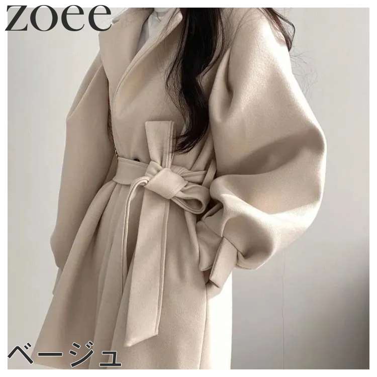 チェスターコート 春秋 スプリングコート レディース アウター ベルト ベージュ/ブラック S/M/L/2L/3L i1t08