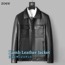 ラムレザー ジャケット メンズ 本革 秋冬 アウター シンプル 編込みデザイン ショート丈 毛皮 天然皮革 無地 ブラック S/M/L/2L/3L/4L/5L ...