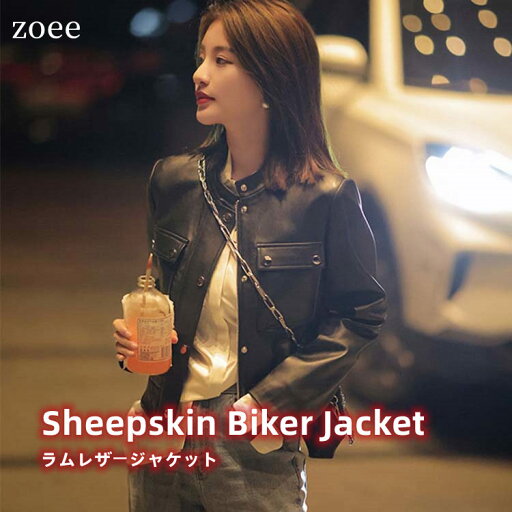ラムレザージャケット レディース 本革 秋冬 アウターシンプル 無地 ブラック M/L/2L/3L j1b13 ラムレザージャケット レディース 本革 秋冬 アウターシンプル 無地 ブラック M/L/2L/3L j1b13