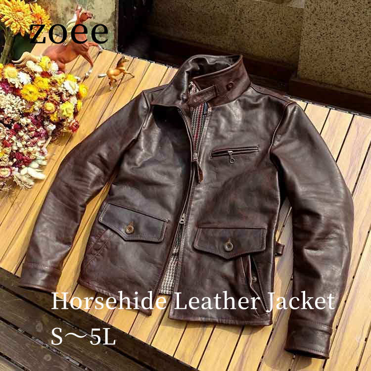 Rakuten - フォウル レザー ジャケット コート メンズ 仔馬革 アウター ブラウン S/M/L/2L/3L/4L/5L k4b07
