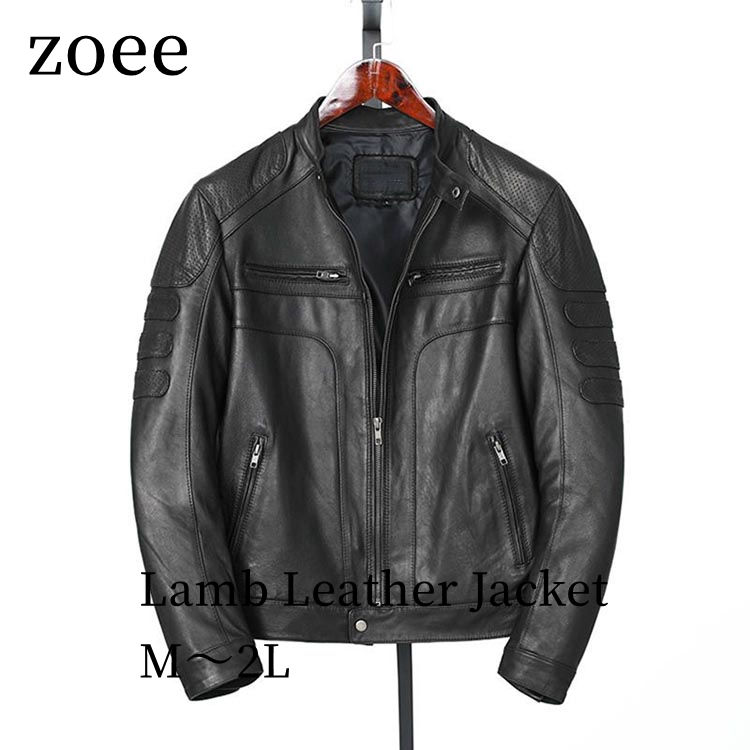 Leather - ラムレザー ジャケット コート スタンドカラー メンズ アウター ブラック M/L/2L k4b28
