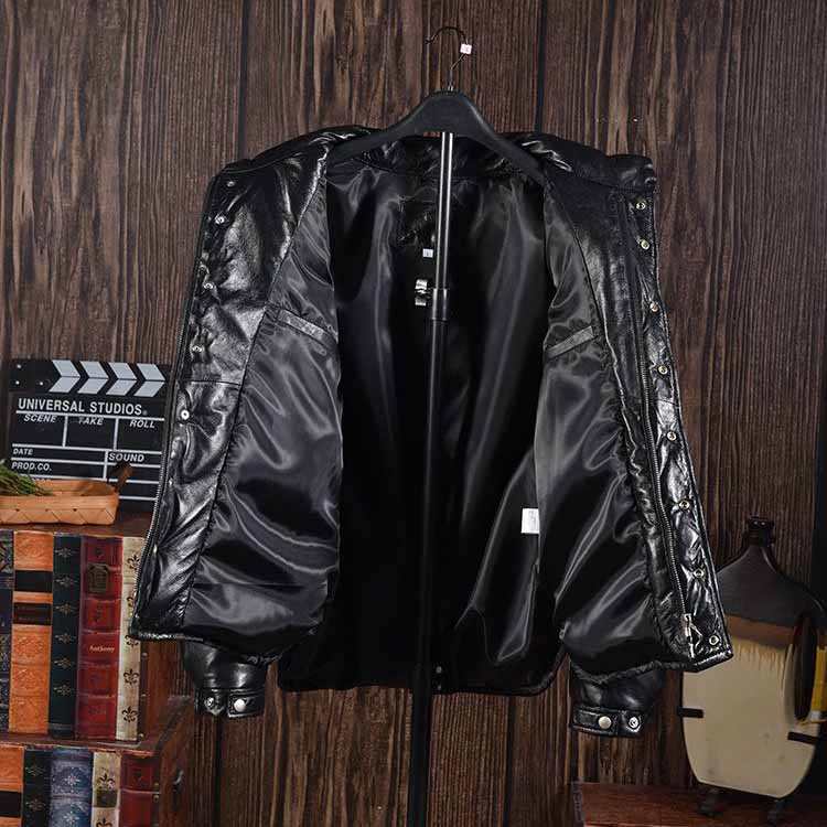 ラム レザー ダウン ジャケット コート グースダウン アウター メンズ 秋/冬 羊革 本革 ブラック S/M/L/2L k4b45 zoee-10014211 zoee ダウンコート 毛皮 ムートン サンプル画像3