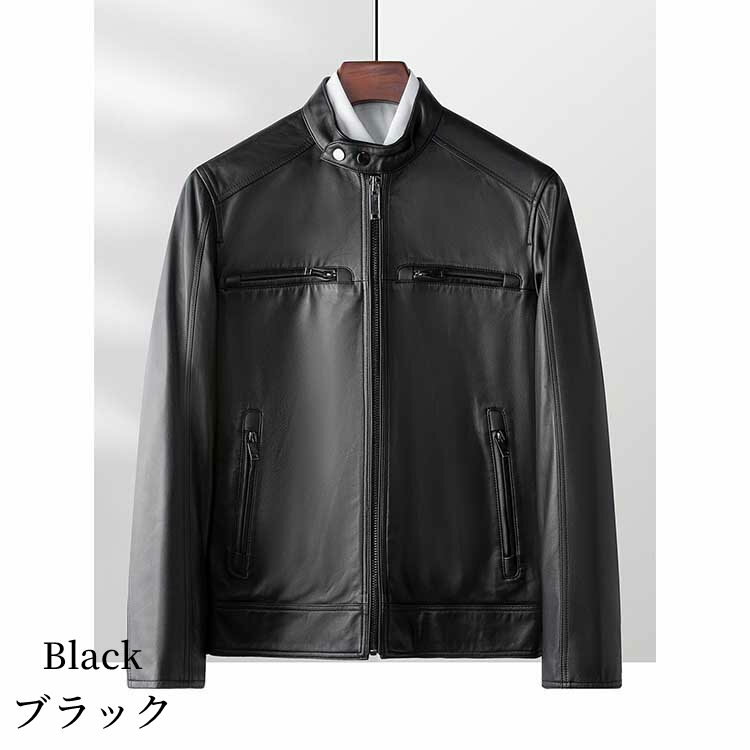 【最終セール】【19800円→13999円】【在庫僅か】ラムレザー レザー ジャケット コート アウター 長袖 メンズ 秋冬 本革 中綿 ブラック M/L k4b58