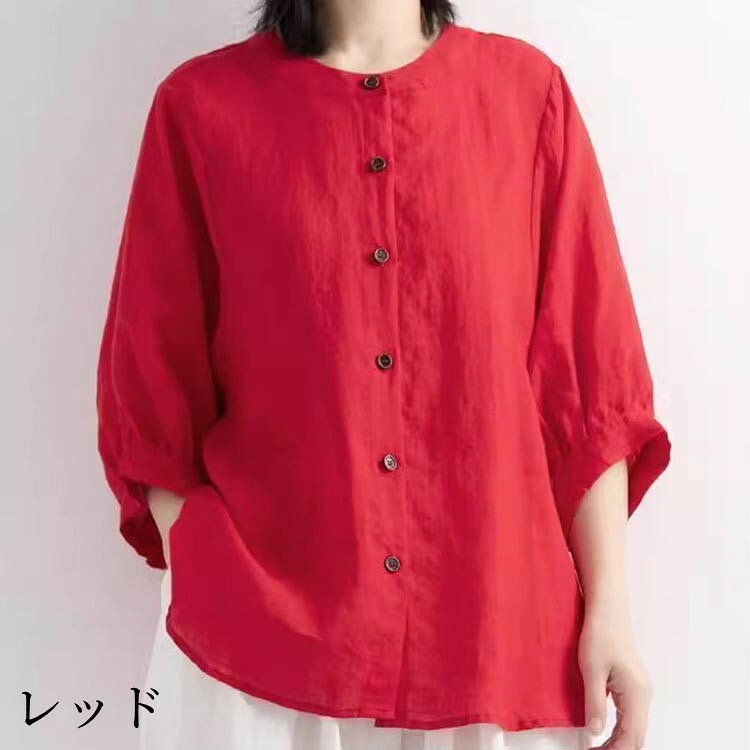 【セール1999円】七分袖 シャツ 無地 シンプル 綿　春秋 ホワイト/レッド/ブラック/イェロー/パープル/ブルー M/L/2L/3L/4L k1o09【メール便】【送料無料】 zoee-10013865 zoee ダウンコート 毛皮 ムートン サンプル画像3