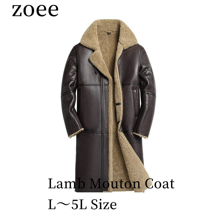Leather Jacket - 2025 秋冬 新作 ラムムートン ラムレザー コート メンズ アウター 羊皮 本革 秋/冬 ブラウン M/L/2L/3L/4L/5L l4a17