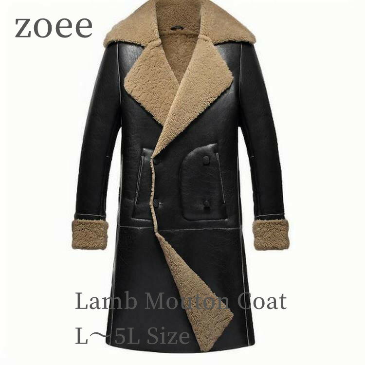 Leather Jacket - 2025 秋冬 新作 ラムムートン ラムレザー 羊革 コート 本革 メンズ 秋/冬 アウター ブラック L/2L/3L/4L/5L l4a20